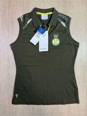 Floral Mesh Accent Sleeveless Golf Polo Top Women's